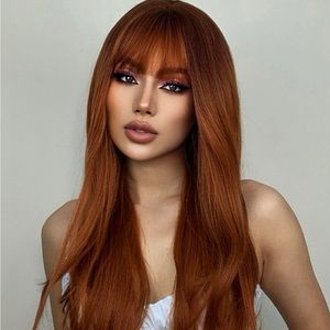 Long Synthetic Hard Front Wig With Bangs